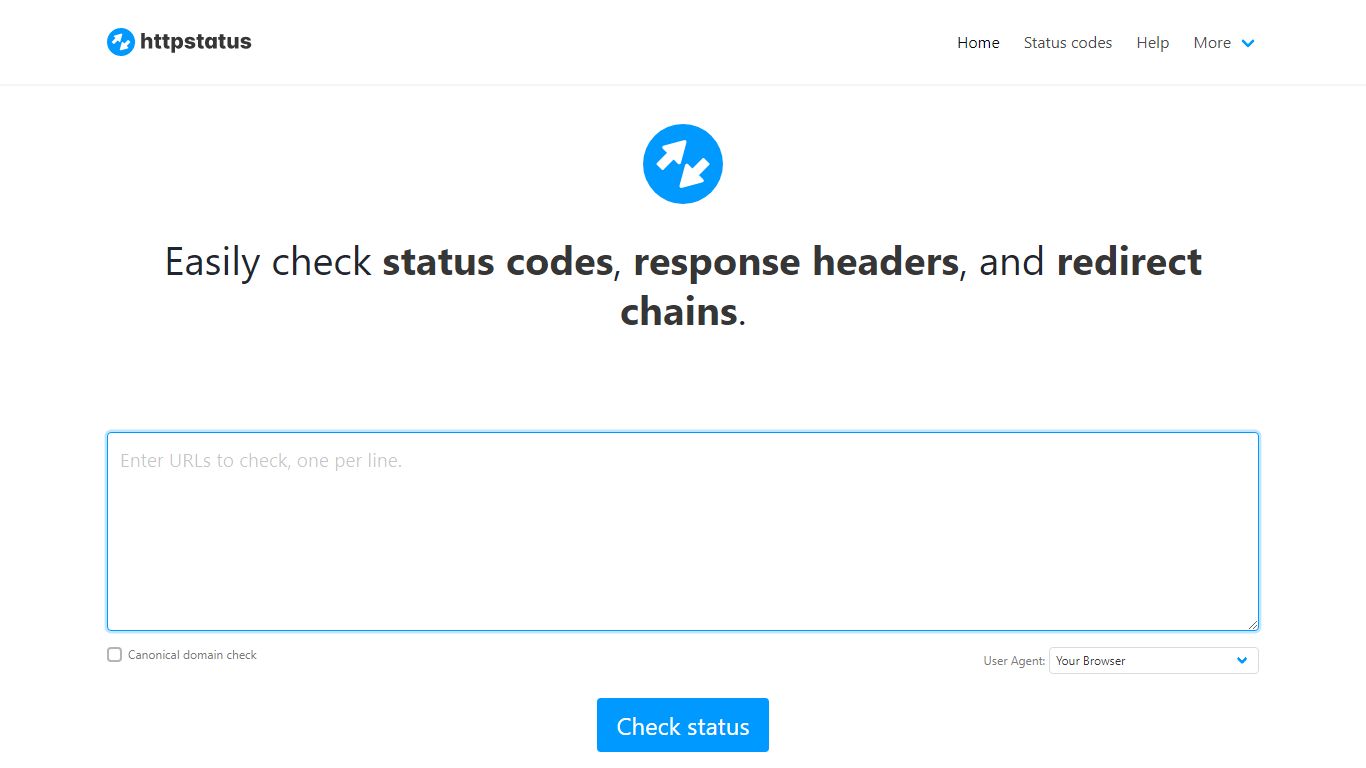 Bulk URL HTTP Status Code, Header & Redirect Checker | httpstatus.io